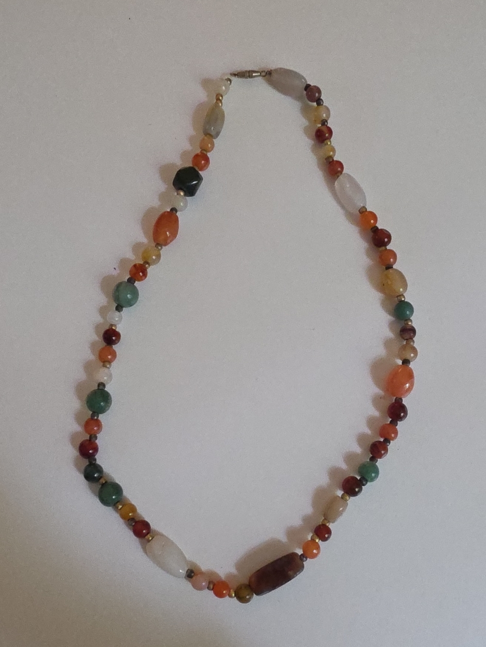 Beggar Bead 1960s Necklace - Various Agate Stones